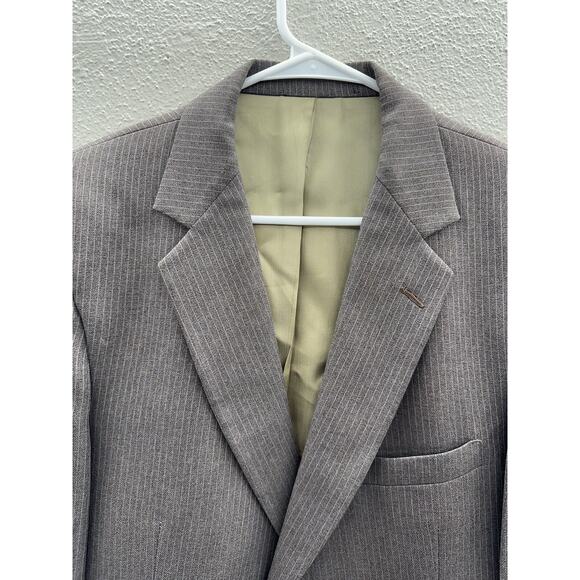 Golden Lancer Mens Suit Coat Size Unknown Brown Striped Single Breasted 2 Button - Picture 6 of 15